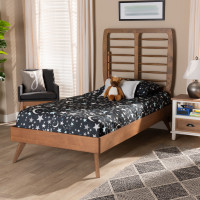 Baxton Studio Yana-Ash Walnut-Twin Baxton Studio Yana Mid-Century Modern Walnut Brown Finished Wood Twin Size Platform Bed